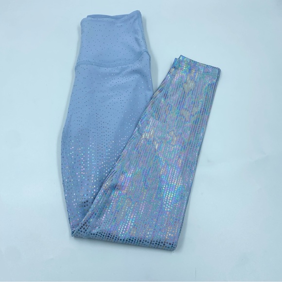 Beyond Yoga Serene Blue Silver Ombre Metallic Alloy High Waist Leggings S EUC - Picture 4 of 7